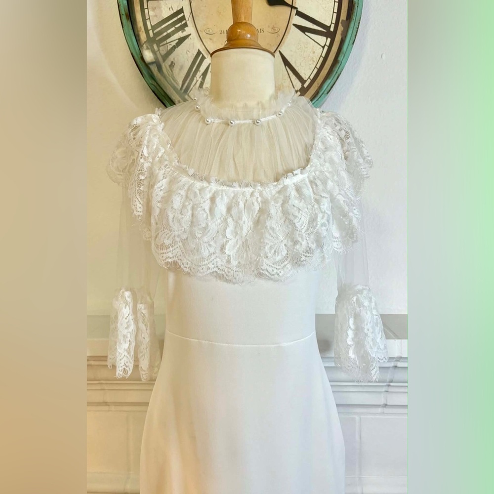 Vintage White Lace Midi Dress